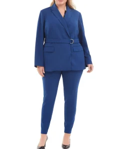 Women's Plus Belted Peak-Lapel Blazer