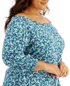 Women's Plus Cotton Ditsy-Print Top