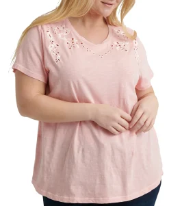 Women's Plus Cotton Eyelet Top