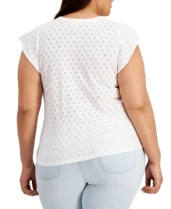 Women's Plus Cotton Eyelet Top