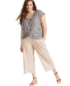 Women's Plus Cotton Knot-Hem Top