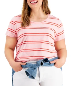 Women's Plus Cotton Striped T-Shirt