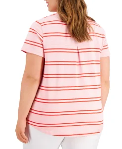 Women's Plus Cotton Striped T-Shirt