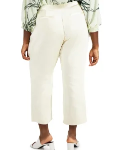 Women's Plus Cropped Satin-Trim Pants