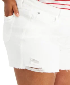 Women's Plus Dream Cotton Ripped Denim Shorts