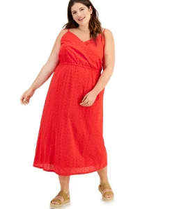 Women's Plus Eyelet Midi Dress