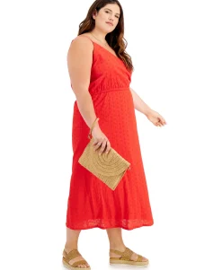 Women's Plus Eyelet Midi Dress