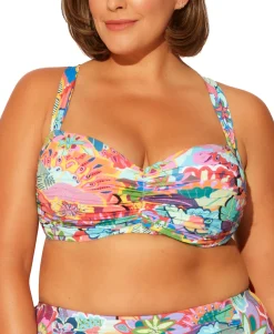 Women's Plus Floral-Print Bikini Top