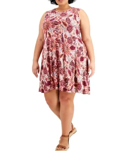 Women's Plus Floral-Print Flip-Flop Dress