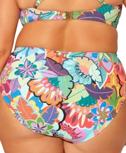 Women's Plus Floral-Print Tummy Control Bikini Bottoms