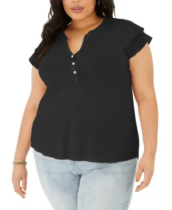 Women's Plus Flutter-Sleeve Top