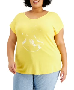 Women's Plus Graphic Print Scoop Neck T-Shirt