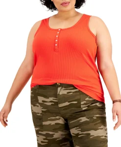 Women's Plus Henley Tank
