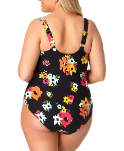 Women's Plus Island Bloom Sweetheart U-Trim One-Piece Swimsuit