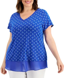 Women's Plus Mina Contrast-Trim Top