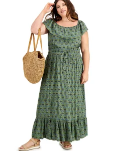 Women's Plus On/Off-Shoulder Maxi Dress