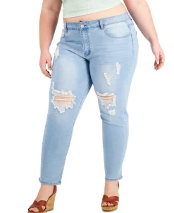 Women's Plus Petite Trendy High-Rise Destructed Skinny Jeans