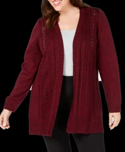 Women's Plus Pointelle Open-Front Cardigan