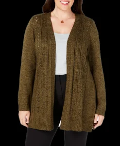 Women's Plus Pointelle Open-Front Cardigan