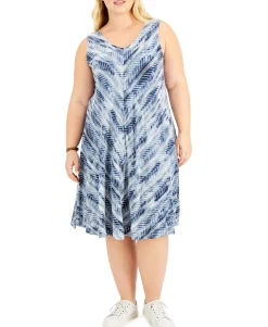 Women's Plus Printed Crisscross-Back Dress