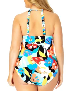 Women's Plus Printed High-Neck One-Piece Swimsuit