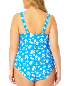 Women's Plus Printed Shirred One-Piece Swimsuit