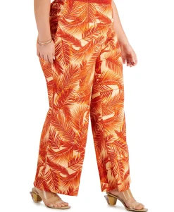 Women's Plus Printed Wide-Leg Pants