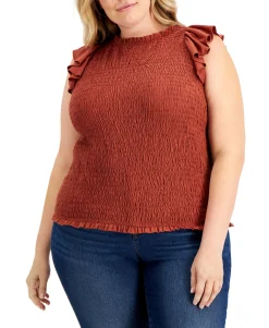 Women's Plus Ruffled Smocked Top