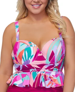 Women's Plus Size Underwire Peplum Bikini Top