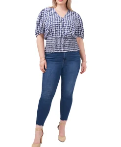 Women's Plus Smocked-Waist Printed Top