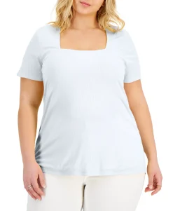 Women's Plus Square-Neck Ribbed Top