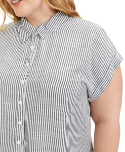 Women's Plus Striped Camp Shirt