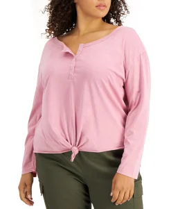 Women's Plus Tie-Hem Henley