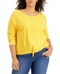 Women's Plus Tie-Hem Henley