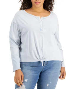Women's Plus Tie-Hem Henley