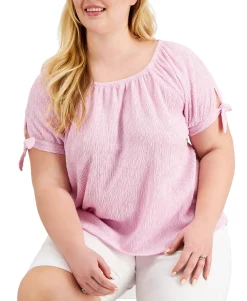Women's Plus Tie-Sleeve Top