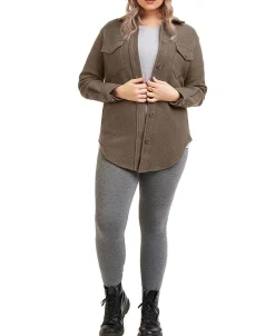 Women's Plus Trendy Button-Up Shirt Jacket