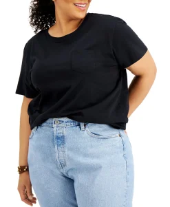 Women's Plus Trendy Cotton Pocket T-Shirt