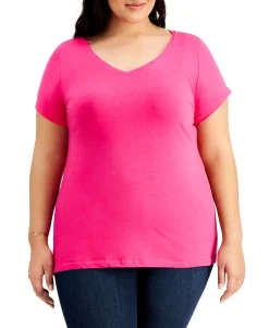 Women's Plus Trendy Fitted V-Neck T-Shirt