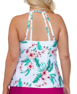 Women's Plus Trendy High-Neck Underwire Tankini Top