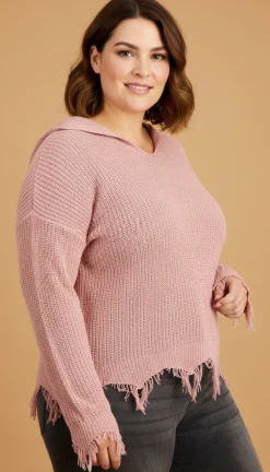 Women's Plus Trendy Hooded Distressed Sweater