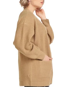 Women's Plus Trendy Ribbed Open-Front Cardigan