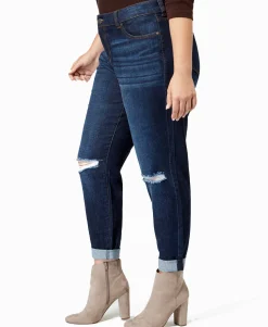 Women's Plus Trendy Ripped Girlfriend Jeans
