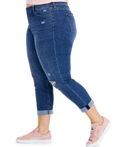 Women's Plus Trendy Ripped Girlfriend Jeans