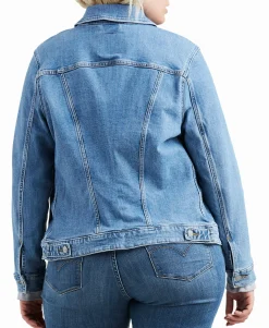 Women's Plus Trendy Trucker Denim Jacket