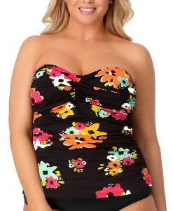 Women's Plus Twist Front Bandeau Tankini Top