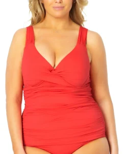 Women's Plus Twist-Front Underwire Tankini Top