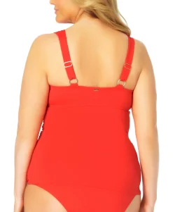 Women's Plus Twist-Front Underwire Tankini Top
