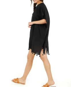Women's Pom Pom Caftan Swim Cover-Up