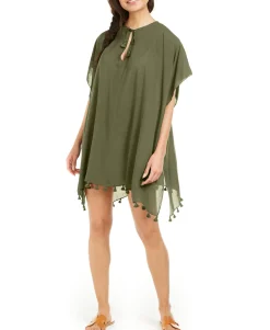 Women's Pom Pom Caftan Swim Cover-Up